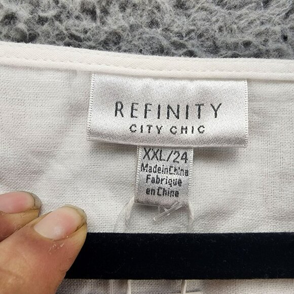 Refinity Top Womens XXL White Linen Blend Puff Sleeve Wrap *NWT* - Picture 2 of 11